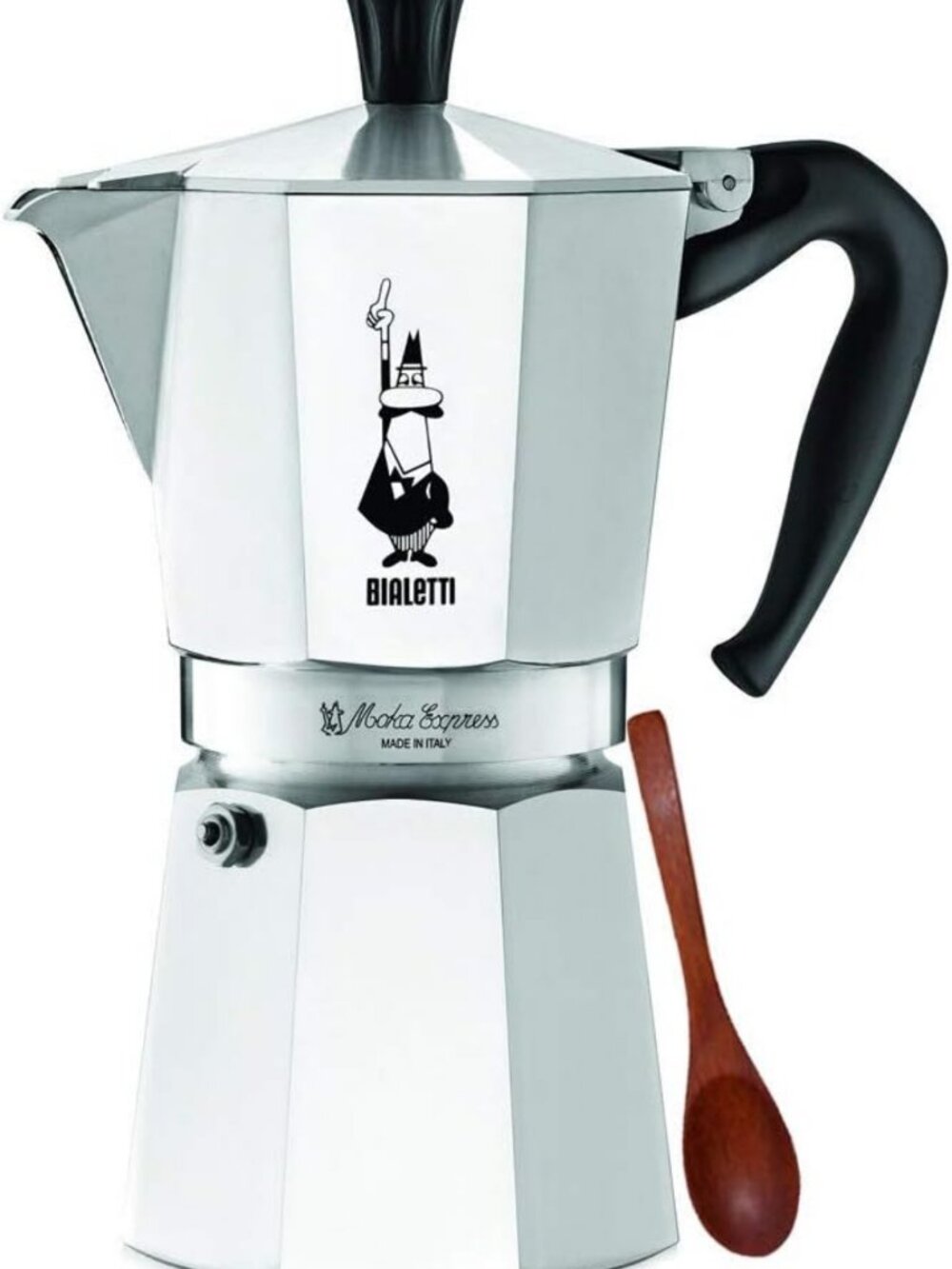 9-Cup Moka Express Espresso Maker & Wooden Stirring Spoon Bundle - Coffee